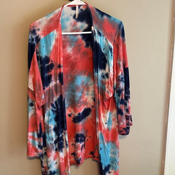 Lime N Chili Other - Vibrant Tie-Dye Open Front Cardigan